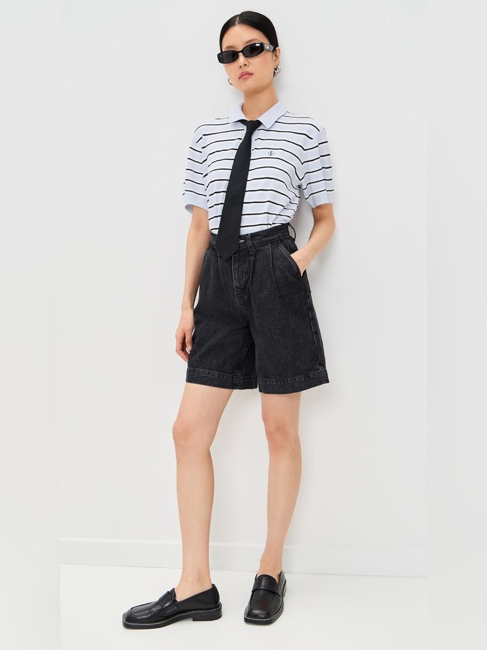 Black Denim Bermuda Shorts - Women's Relaxed Fit